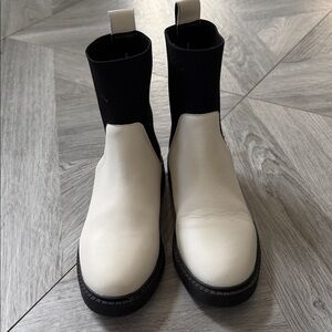 Andre Assous Black and Cream Ankle Boots